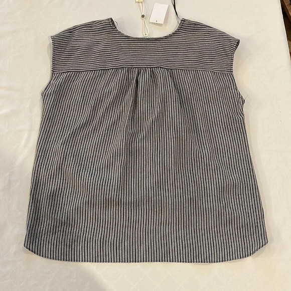 Max Studio Woven Faux Wrap top shirt plus size 1X black white polka stripe NWT - Picture 4 of 4